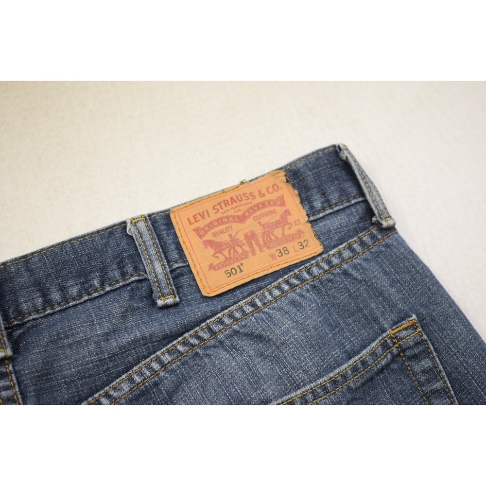 Levi's 501 XX Button Fly Denim Blue Jeans Straight Leg Mens Size 38 x 32